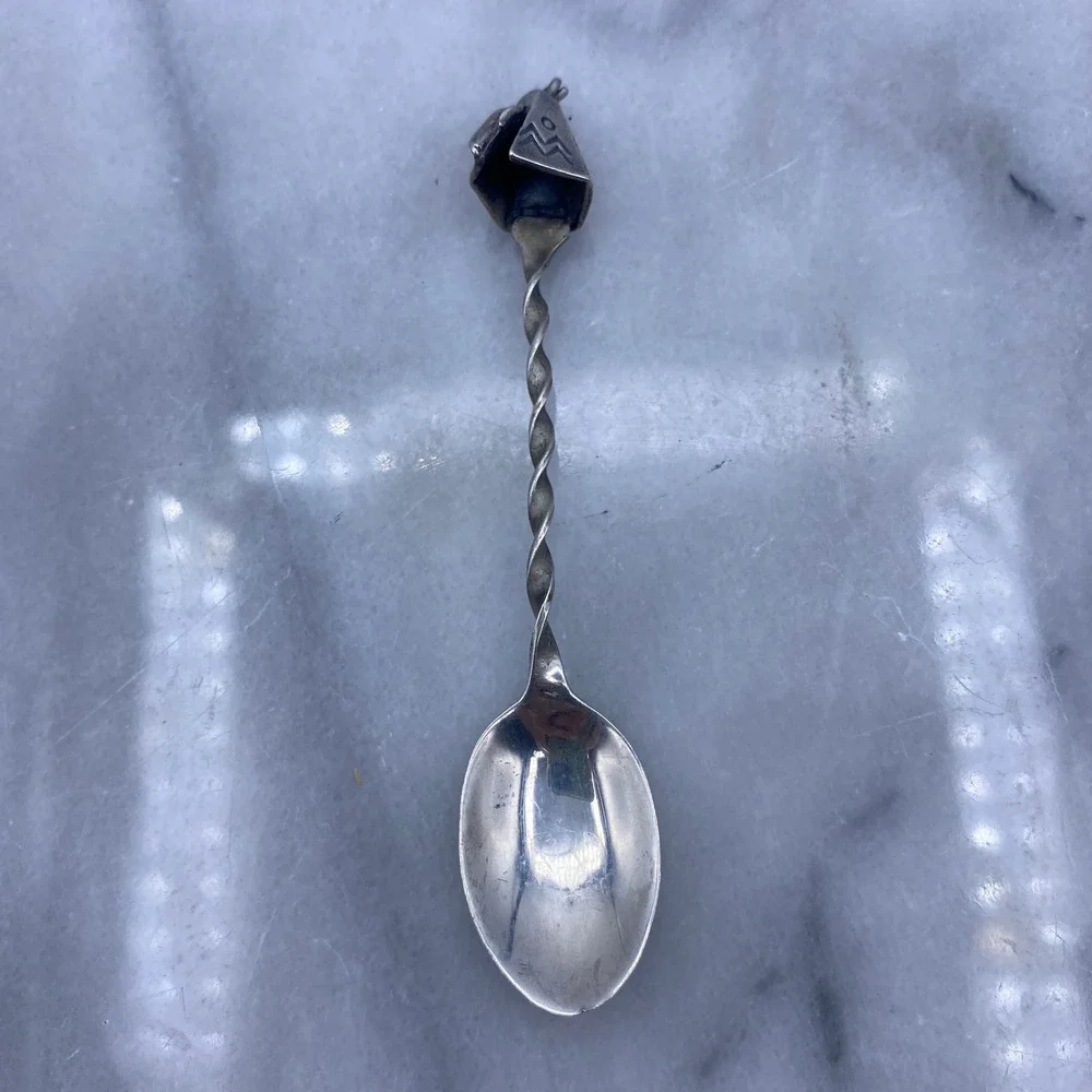 Bell Trading Post Souvenir Spoon Silver Sterling Teepee Twisted Handle